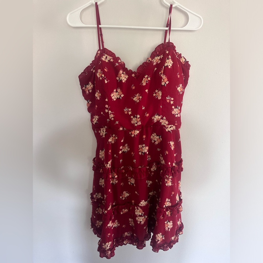 Francesca’s Red Floral Dress - L